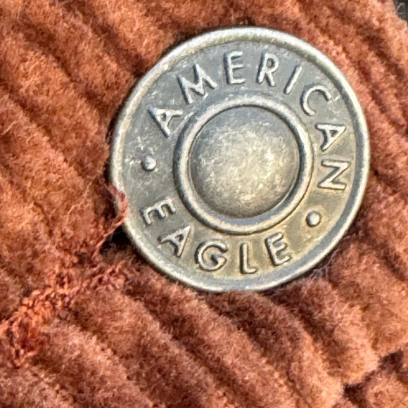 American Eagle high rise A-Line brown button down corduroy mini skirt size 14 - Picture 6 of 10